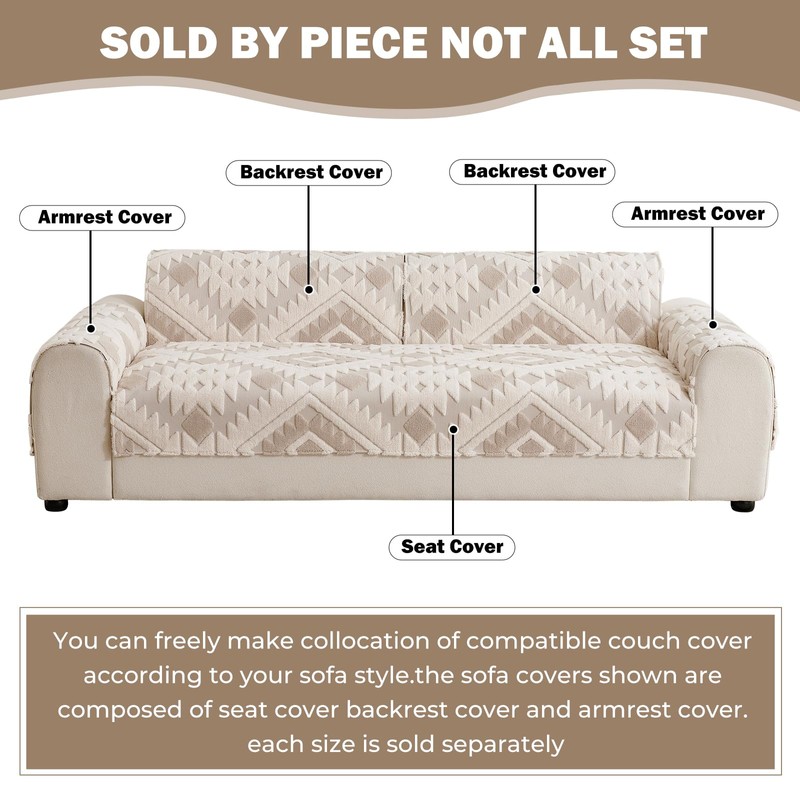 XSlive Boho Plush Couch Covers for Sofa Washable, Fuzzy Soft