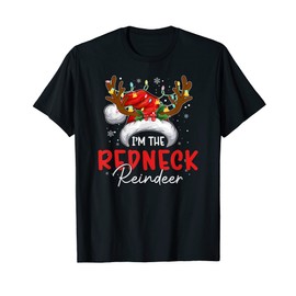 MB I'm The Redneck Reindeer Christmas Funny Family Pyjamas T-Shirt, black