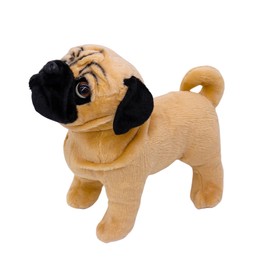 Tiny Heart Pug Dog Soft Toy Plush Toy 27 cm/10 Inch Realistic Pug Dog Plush Beautiful Animal Cute and Soft Gifts Pug Dog for Children Boys and Girls Toy White