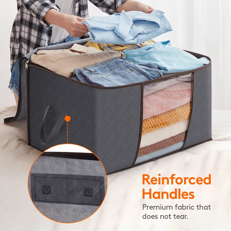 Lifewit Large Capacity Clothes Storage Bag Organizer with Reinforced Handle