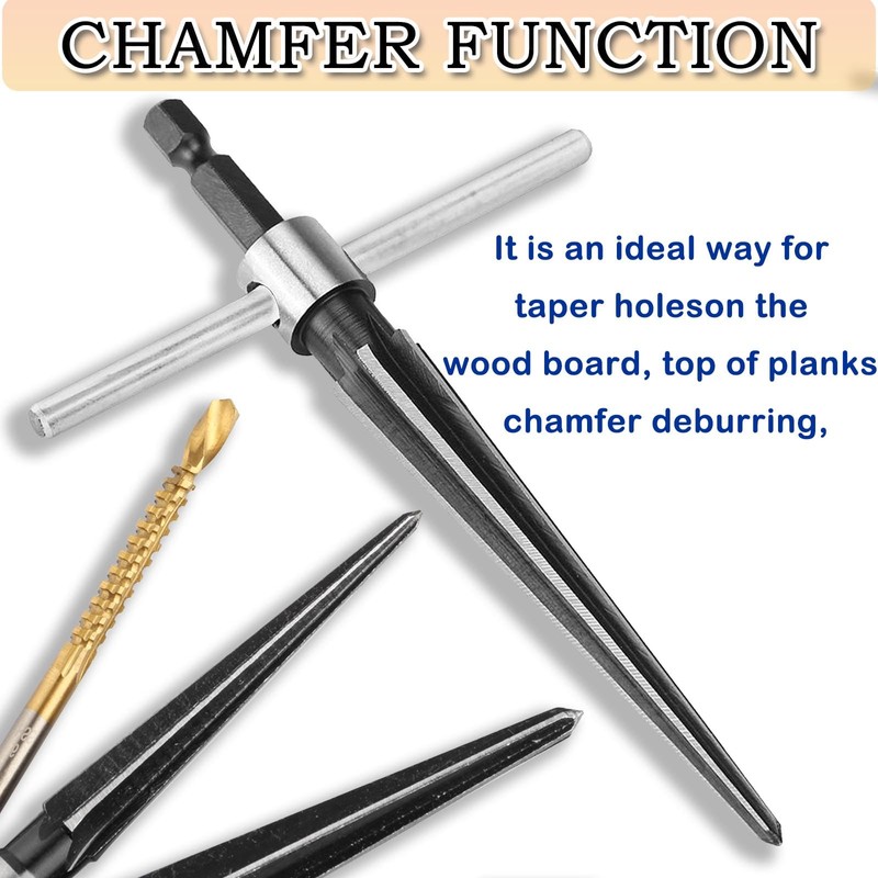 JONMON Tapered Reamer Set and Side Cutting Drill Bit, 3-13mm