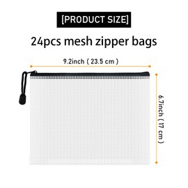 D-KINGCHY 24Pcs Zipper Storage Bags, Plastic Mesh Zippered Pouch for Organization, Waterproof Versatile Bags for Office Supplies School Travel