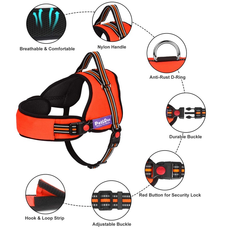 PetLove Dog Harness, Adjustable Soft Leash Padded No Pull Dog
