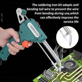 Mulcort Soldering Iron 220V 60W, External Heating Hand Soldering Gun, Manual Soldering Automatic Feeding Soldering Iron, Electric Temperature Control Tool, Adjustable Soldering Tool kit Fast Heating