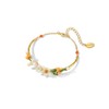 Kaipink Orange Blossom Flower Kumquat Pearl Enamel Bracelet Jewelry Gift