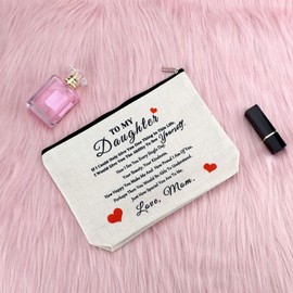 Daughter Gifts from Mum Inspirational Gift for Daughter Makeup Bags Daughter Birthday Gifts Sweet 16 18 Gift for Girls 21st Birthday Gifts for Daughter Christmas Wedding Graduation Gift for Daughter