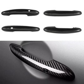 GearUp 4PCS Door Handle Cover Compatible with Mini Cooper F54 Clubman F55 Hatchback F60 Countryman w/Comfort Access Carbon Fiber Printing Door Handle Caps (w/Push Button)