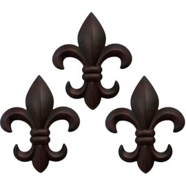 Top Brass 8" Metal Fleur De Lis Wall Decor Art (3 Pack) - New Orleans Style Home Decor