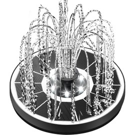 Yzert Solar Fountain Glass Panel with 2200 mah Battery, 3.5W Floating Solar Water Fountain with 4 Fixed Rods, Solar Fountain Pump for Bird Bath, Garden, Pond, Pool, Outdoor-White Lights