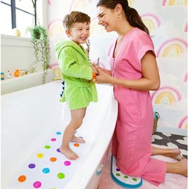 Munchkin Munchkin? Dots? Bath Mat for Kids, Multicolored, 30.5x14.25 Inch