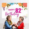 ALLUREVIE Happy 82nd Birthday Decoration Backdrop Birthday Banner Floral Birthday