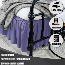 Navy Blue Bed Skirt Full Size Ruffled Bed Skirt with Split Corners, Full Bed Skirt 18 Inch Drop, Full Size Bed Skirt Black for Ruffled Bed Skirt with Split Corners, Bed Skirt Full Size