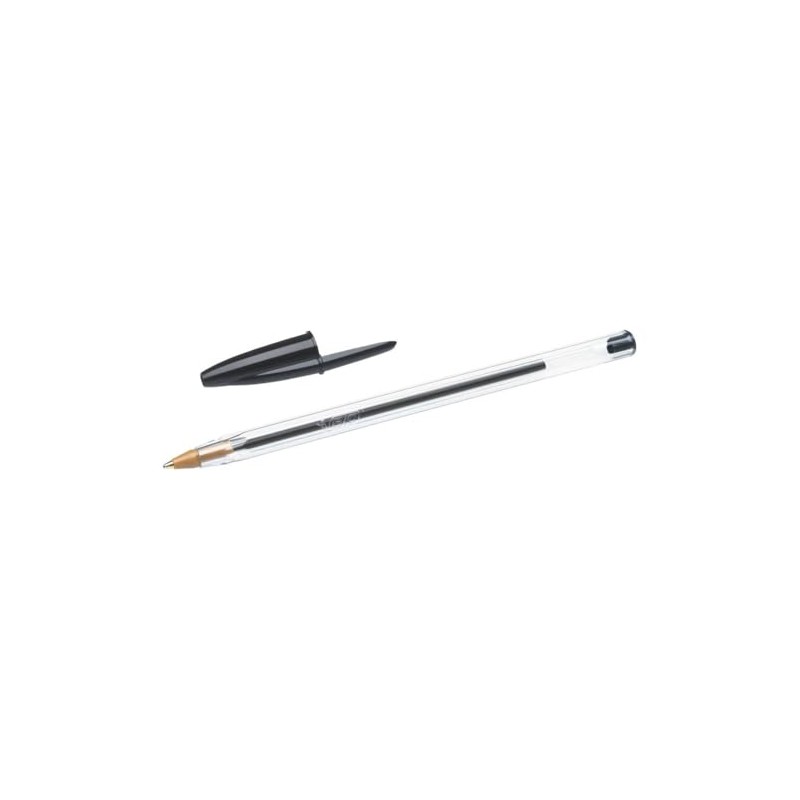 PACK OF 100 BLACK CRYSTAL BIC PENS 0.1MM MEDIUM TIP