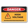 2 x 10cm Danger High Voltage Stickers Electrical Laptop Skull