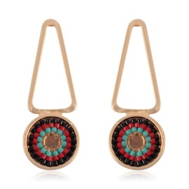 Bohemian Beaded Statement Earrings - Lightweight Sparkly Crystal Teardrop Dangle, Rainbow Marquise, Multi Color Oval Drop, Pearl Hoops, Metal, not known