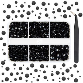 qiipii Solid Black Resin Flatback Rhinestones for Crafting Pure Black Flatback Jelly Stones 2mm 3mm 4mm 5mm 6mm Gems Diamonds for Nails Face Eyes Makeup Tumblers Bottles Crafts Clothes Shoes Phones