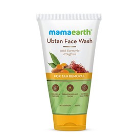 Mamaearth Ubtan Natural Face Wash for Tan Removal | Gentle Hydrating Facial Dirt & Excess Oil Cleanser | with Turmeric & Saffron Extract | 5.07 Fl Oz (150ml)