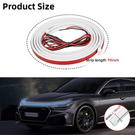 Ziciner Car Hood Light Strip, 79 Inch Flexible LED Strip Waterproof Auto Daytime Running Lights, Vehicle Universal Exterior LED Strip Accessories Fits for Car, Truck, SUV, etc (Blue)