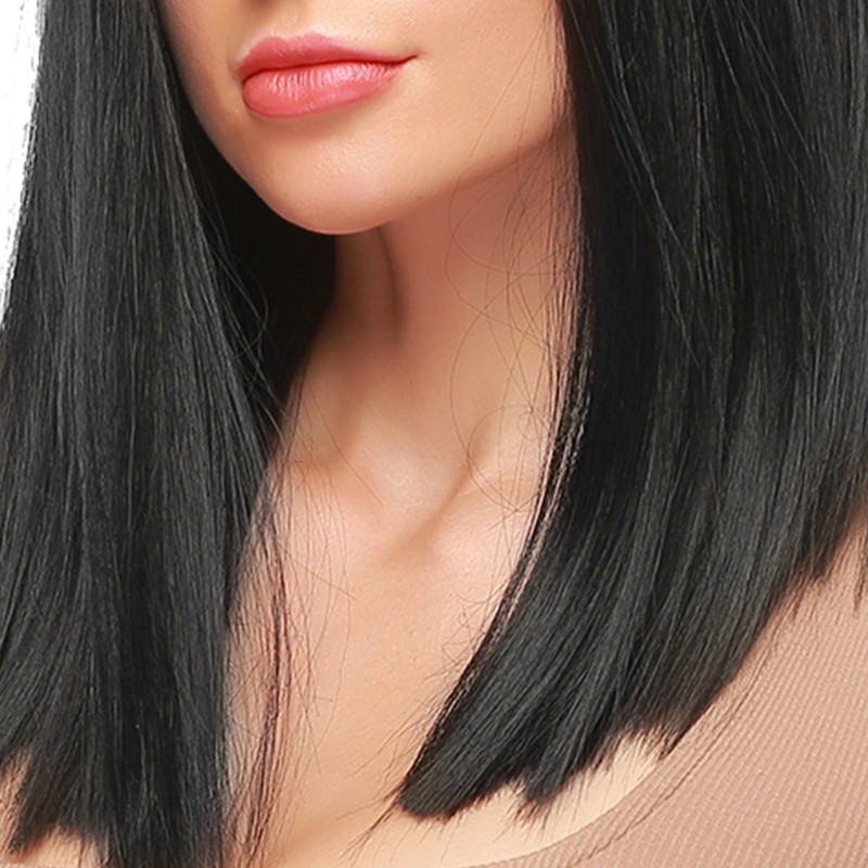 Women Long Straight Hair Full Wig Black Synthetic Wig With