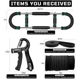 HUPIRCT Twister Arm Trainer, 30-110lb Adjustable Chest Workout Equipment, Multi-Muscle Group Training, Portable Power Twister Bar, Detachable Design, Unisex and Suitable for Home and Gym Use