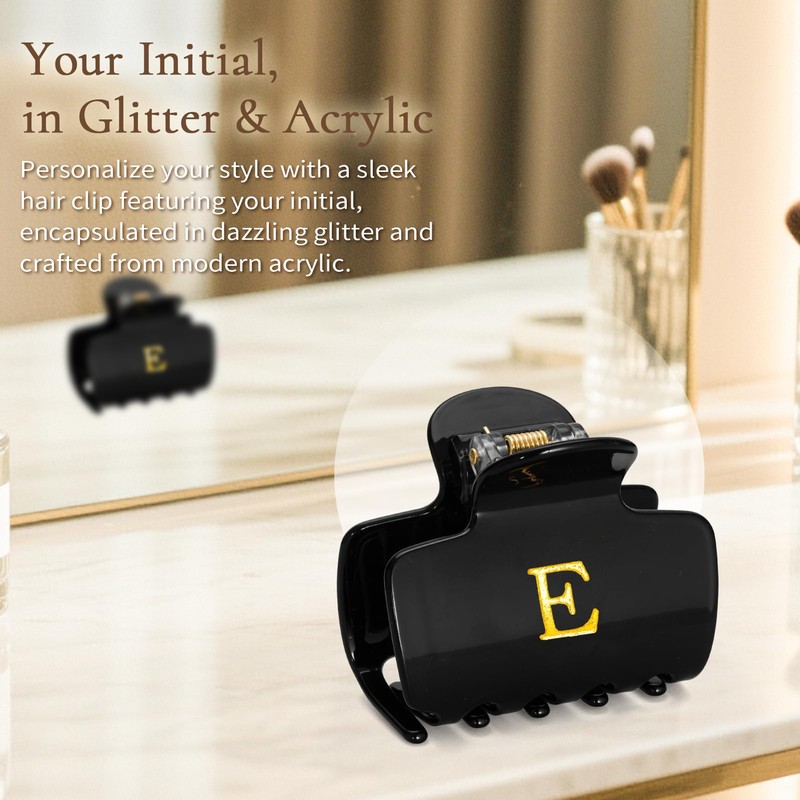Gifts for Women Teen Girls,Small Initial Hair Clips - Black,K