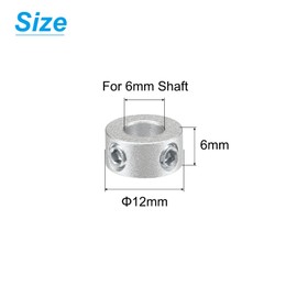 sourcing map Set Screw Shaft Collar for 6mm Shaft, 2pcs Clamping Collars 12mm OD, 6mm Thickness, Aluminum Alloy Clamp-On Collar with M4 Set Screws and a Wrench
