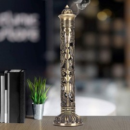 Cyrank Incense Tower Burner, Incense Stick Holder Bronze Tone Dragon Phoenix Relief Incense Burner Holder Tower Stand Agarbatti Stand Holder for Tea Room