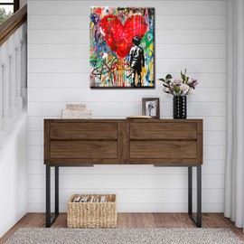 Tucocoo Graffiti Red Heart Paint by Number for Adults, Colorful Easy DIY Oil Painting Kits on Canvas with Brushes and Acrylic Pigment, Banksy Little Boy Picture for Home Decor 16x20 inch (Frameless)