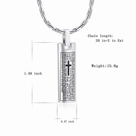 constantlife Cremation Necklace Cremation Jewelry 30mm Lord's Prayer Stainless Steel Polished Cube Cremation Pendant Memorial Ashes Keepsake Urn Necklace (Silver Color)