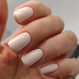 Stbisen Press on Nails Short Square, Ivory Fake Nails Kit, Fashion Glossy Acrylic Press on Nails, Natural Stick on Nails, Thick Reusable Glue on Nails Short Press on Nails for Women, 24Pcs