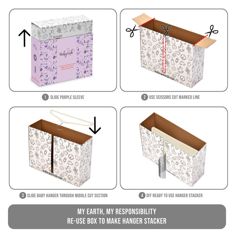 Babyrish Unisex Nursery Closet Organizer Set - 30X Velvet Hangers