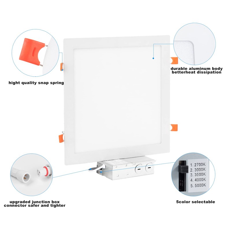 Vtuik 4 Pack 11 inch 24W Dimmable Square LED Recessed