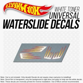 Hot Wheels 1/64 Scale SCALLOPS STREAK Custom White Toner Universal WaterSlide Decal for Hot - Yellow Orange Red