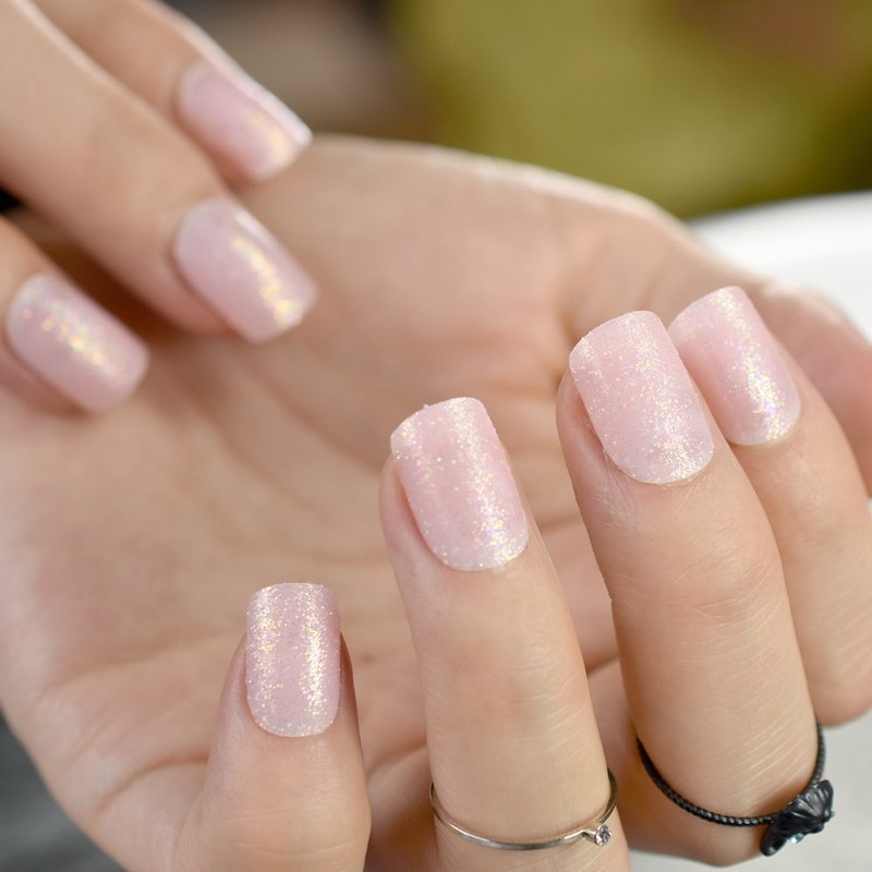 CoolNail Baby Pink Short False Nails Tips Light Pink with