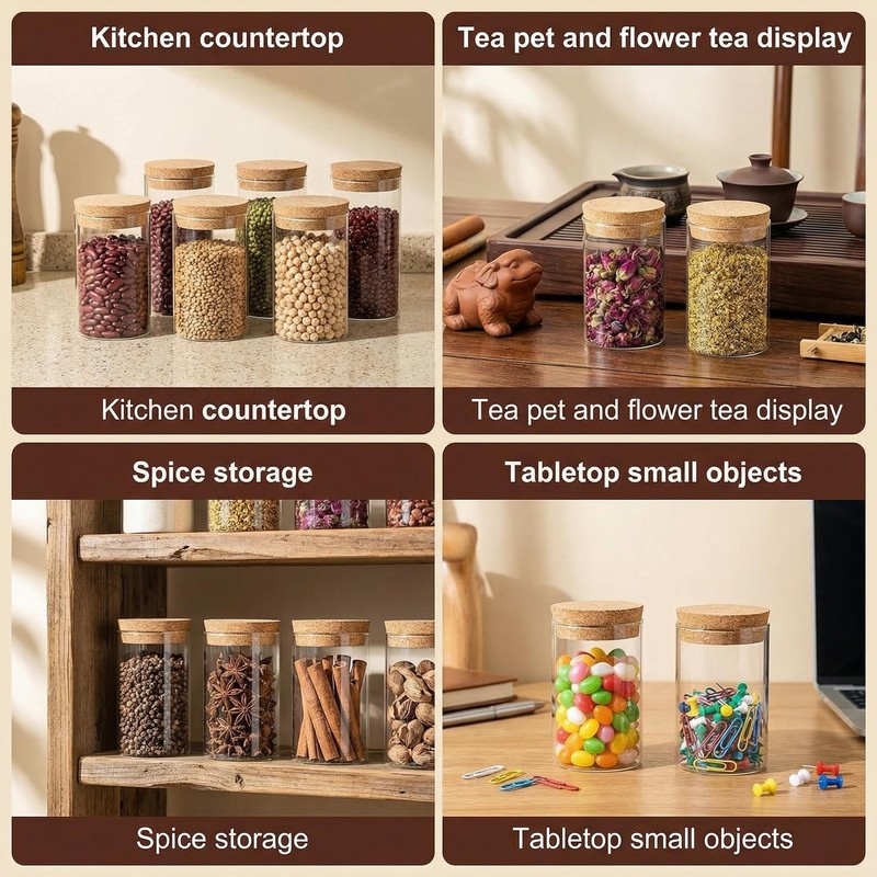 2 Pack 8.45 oz Airtight Glass Jars with Cork Lids,