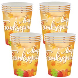 16PCS Paper Cup Thanksgiving Day Orange Paper Cup Autumn Paper Cup,Happy Thanksgiving Leaf Cups,Thanksgiving Day Disposable Dinnerware Autumn Tableware Decorations for Thanksgiving Day Party Supplies