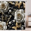 Black and Gold Luxury Aesthetic Shower Curtain, Modern Abstract Goth