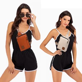 Small Sling Bag Crossbody Bags with 3-Zipper Pockets Large Roomy Waterproof Fabric Chest Bag for Women(Black)