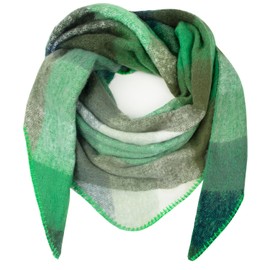 Gloop Women's Scarf XXL Knitted Triangle Scarf Neckerchief Triangle Scarf Cuddly Fluffy without Scratching on Skin 200 x 140 cm, green + white