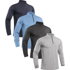 OYGSieg Men's Long Sleeve Sun shirts for Men Quick Dry 1/4 Zip Pullover Men UPF50+ Active Rash Guard T-Shirts 2XL