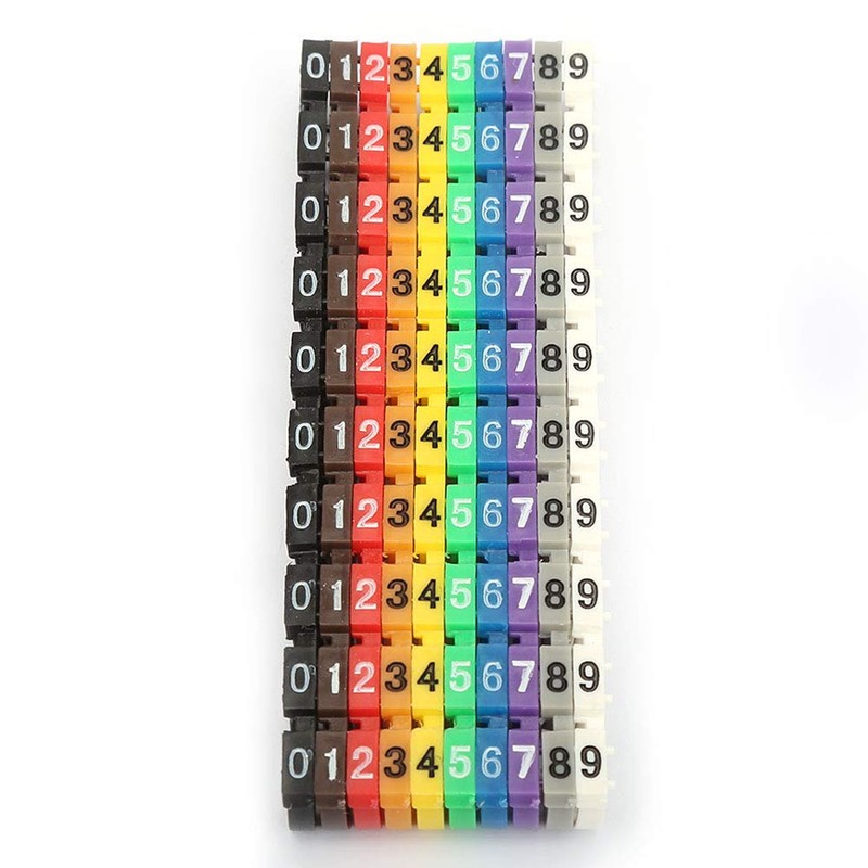 0-9 Coded Clip-On Wire Markers, 6Mm2 Number Tube Wire Number
