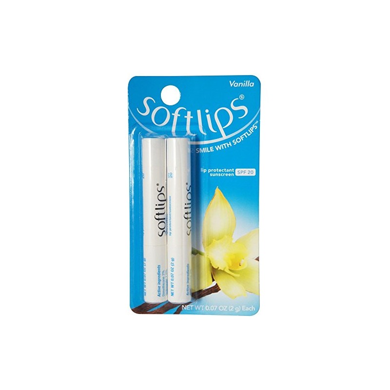 Softlips Lip Protectant/Sunscreen SPF 20, Value Pack, Vanilla, 0.07 Ounce
