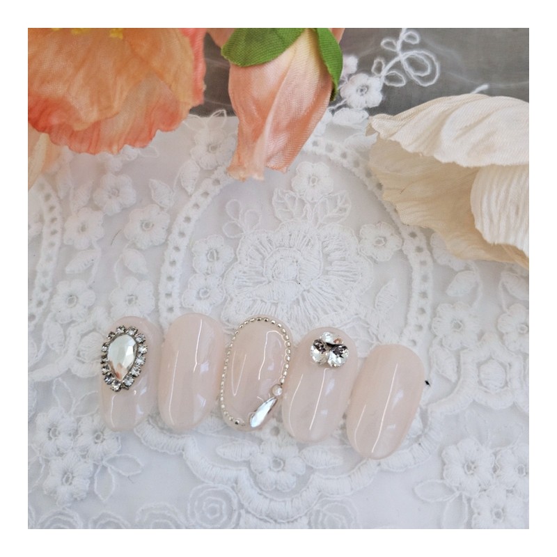 [Sl&Sl Nail Tips] Wedding Veil Nails - Short Oval /
