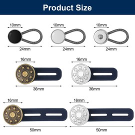 24 Pieces Pants Extender Button Set, Include 12 Pieces Pants Waist Silicone Extender Button 12 Pieces Metal Collar Extenders Neck Extender Button for Women Men Jeans Skirts Trousers Collars Supplies