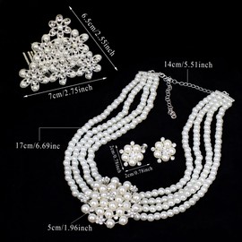 Horolam 6 Pieces 1920s Accessories, Holly Golightly Costume 20s Accessories Pearl Necklace Earrings Gloves Sunglasses for Women (Fashion)