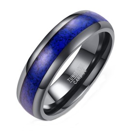 Vakki Tungsten Ring for Men Lapis Lazuli Inlay 6mm Gunmetal Tungsten Carbide Wedding Band Domed Comfort Fit Size 11
