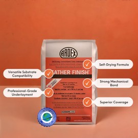 Ardex Feather Finish, Quick-Setting, Self-Drying, Cement-Based Flooring Underlayment for Smooth, Durable Floor Preparation Exceptional Bond Strength for Interior Use Gray Colored, 10 lbs