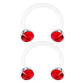 KJM Fashion Bioflex Horseshoe Ear Earrings Transparent 1.2 mm 16 g Pack of 2, Acrylic
