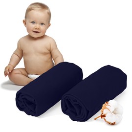 Dreamzie - Set of 2 Fitted Sheets 40 x 80 cm - Oeko-Tex Certified, 100% Cotton, Breathable Fitted Sheet Jersey Baby, 150 g/m² - White