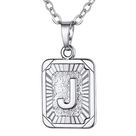OutstandLong Silver Initial Tag Letter J Women's Pendant Necklaces for Men Women Jewelry